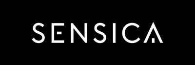 Sensica logo white on black